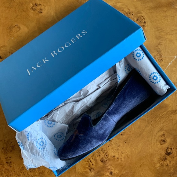 Jack Rogers dog loafer // Chocolate Lab Blue velvet loafer Jack Rogers NIB - Picture 2 of 9